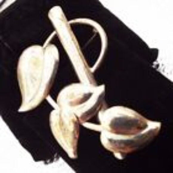 NAPIER ANTIQUE 1940S DECO STERLING PHILODENDRON LEAVES LARGE BROOCH PIN 13 - Picture 5 of 6